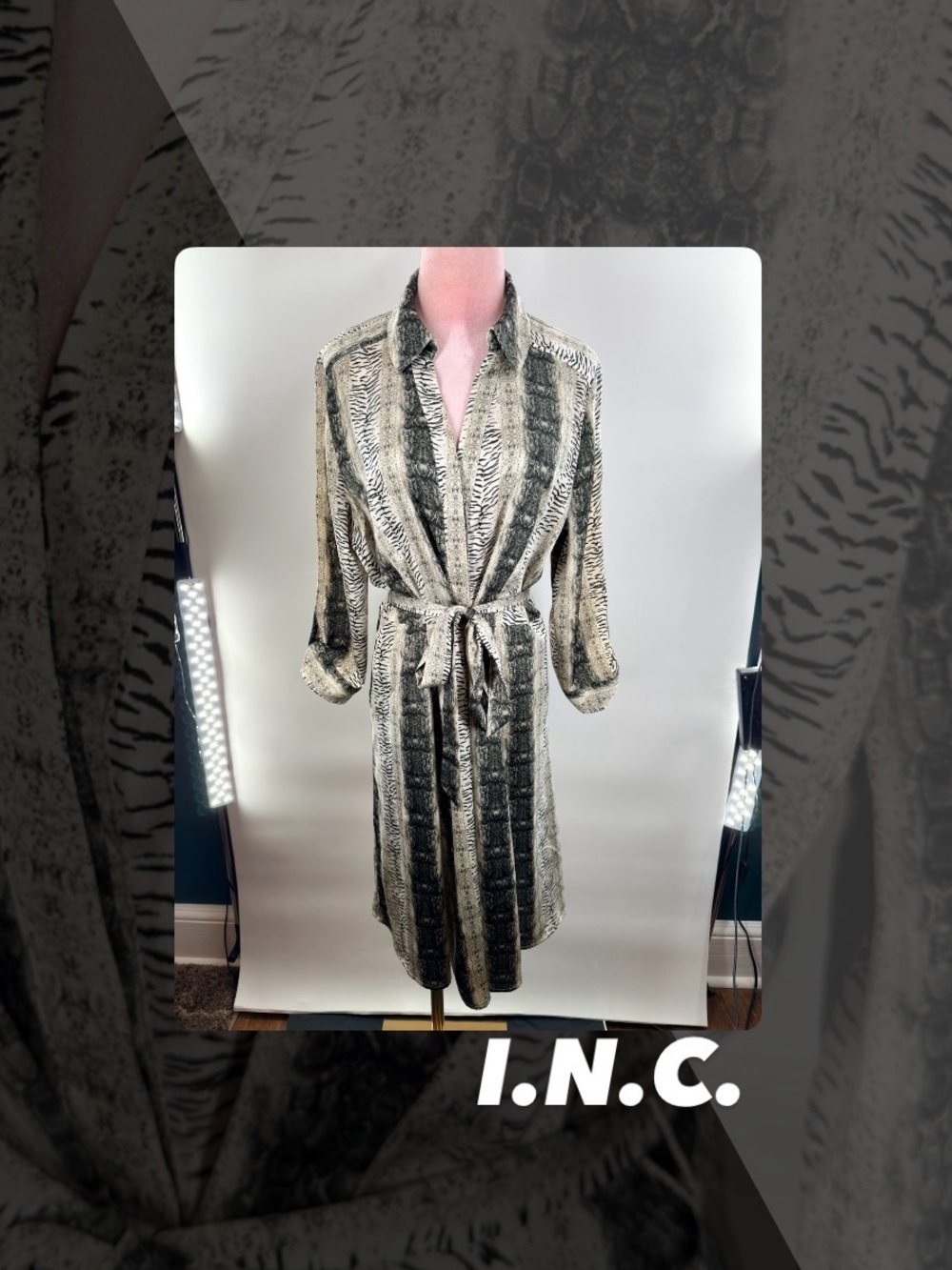 EUC INC Mixed Animal Print Shirt Dress